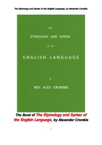 영어 언어의 어원과 문장구조.The Book of The Etymology and Syntax of the English Language, by Alexand